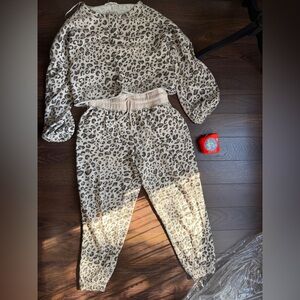 Hippie Rose Leopard Print Jogger Set